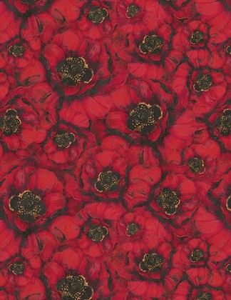 Wilmington Prints - Harlequin Poppies - Packed Poppies, Red