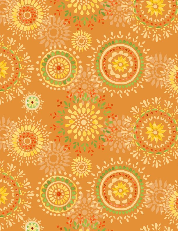 Wilmington Prints - Harvest Gold - Medallions, Orange