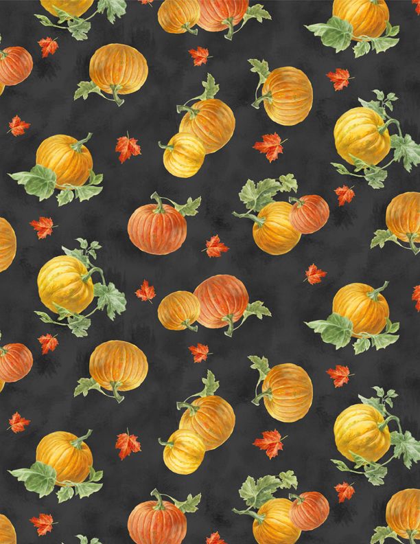 Wilmington Prints - Harvest Gold - Pumpkin Toss, Black