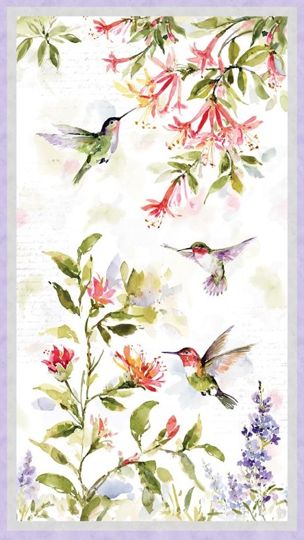 Wilmington Prints - Hummingbird Floral - 24' Panel, Multi