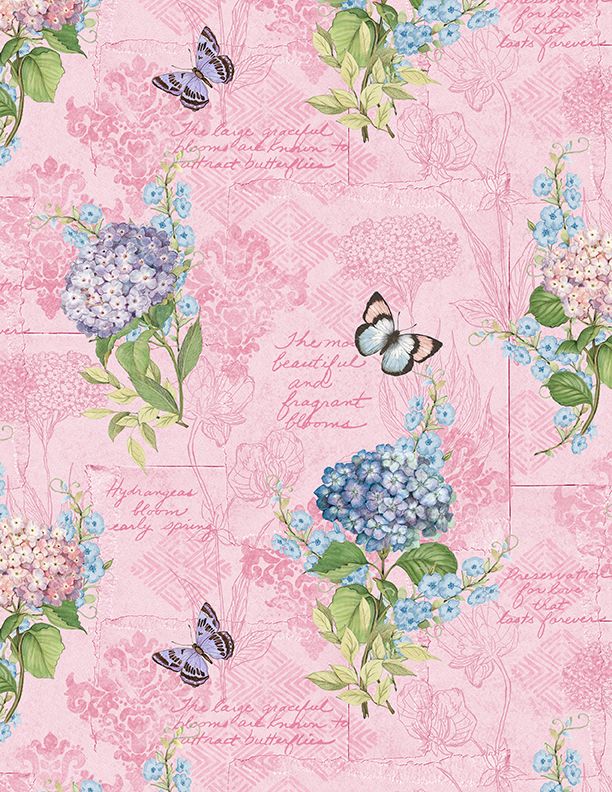 Wilmington Prints - Hydrangea Mist - Monograph, Pink