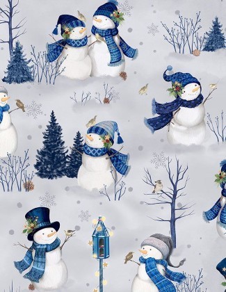 Wilmington Prints - Let it Snow-Man! - Scenic Snowmen, Gray