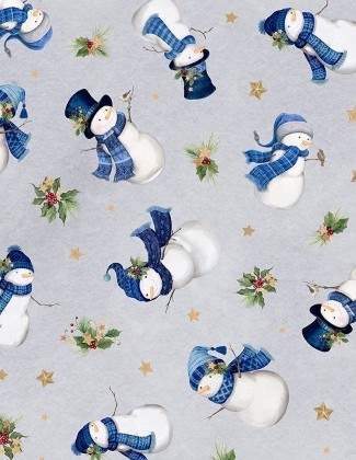 Wilmington Prints - Let it Snow-Man! - Snowmen Toss, Gray