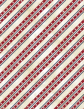 Wilmington Prints - Liberty Lane - Diagonal Red Stripe, Cream