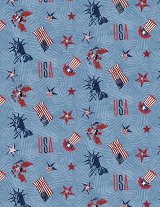 Wilmington Prints - Liberty Lane - Patriotic Toss, Blue