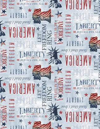 Wilmington Prints - Liberty Lane - Words, Light Blue