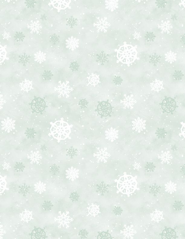 Wilmington Prints - Medley In Red - Snowflakes, Mint Green