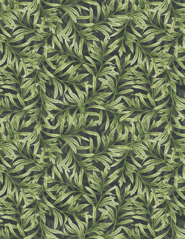 Wilmington Prints - Midnight Garden - Leaves, Black