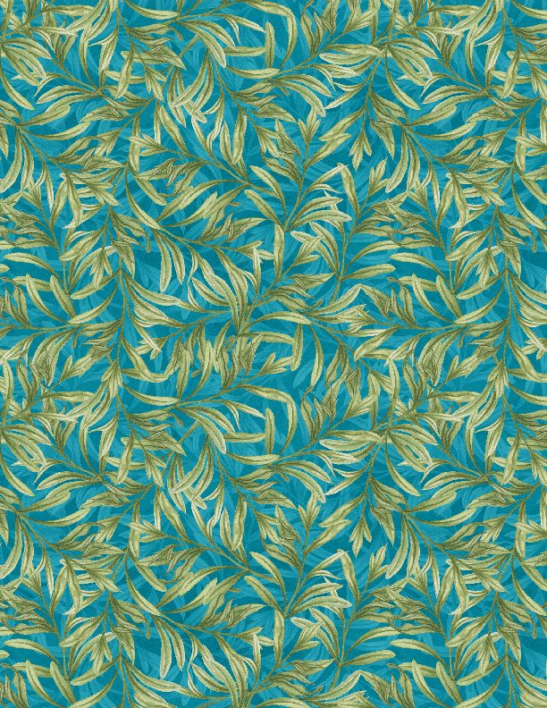 Wilmington Prints - Midnight Garden - Leaves, Teal