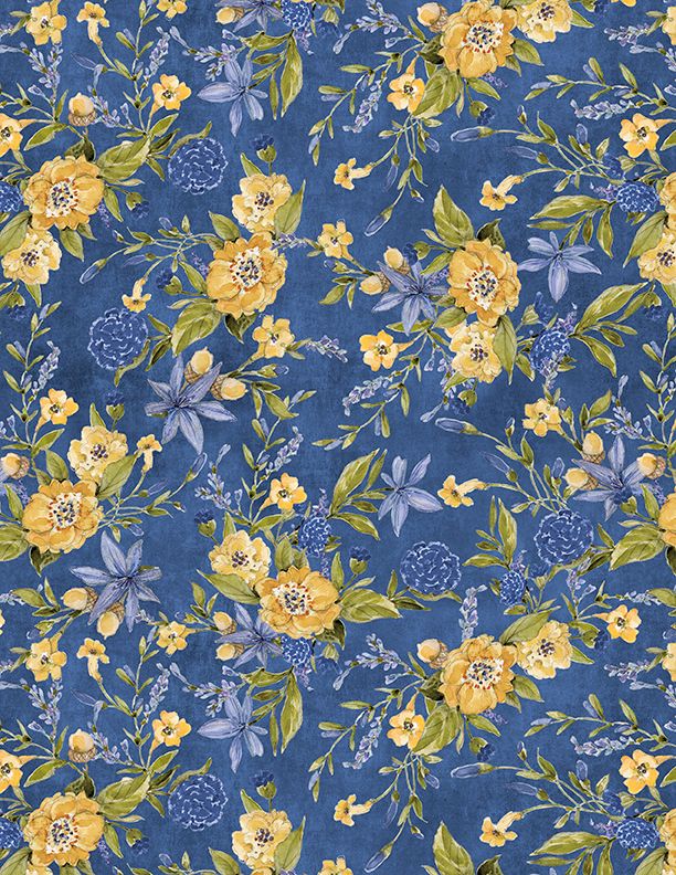 Wilmington Prints - Morning Serenade - Floral All Over, Blue