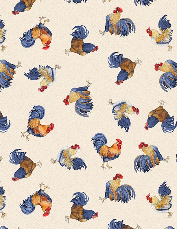 Wilmington Prints - Morning Serenade - Roosters Toss, Cream