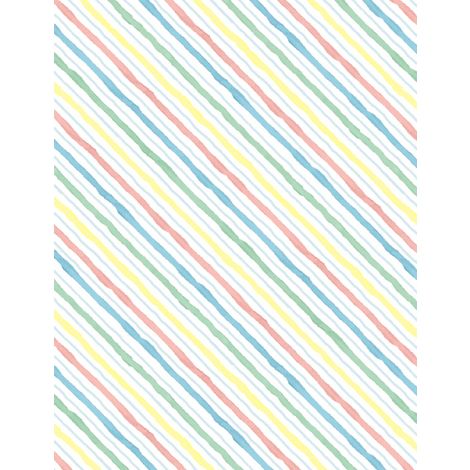 Wilmington Prints - New Friends - Multi Diagonal Stripe, White