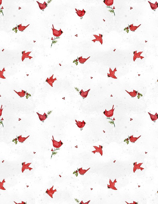 Wilmington Prints - Nose To Nose - Mini Cardinal Toss, White