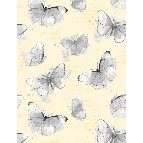 Wilmington Prints - Painting Paris - Butterflies All Over, Yellow
