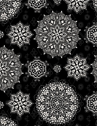 Wilmington Prints - Paisley Place - Mandalas, Black