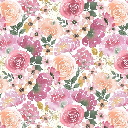 Wilmington Prints - Peony Blossoms - Packed Florals, Multi
