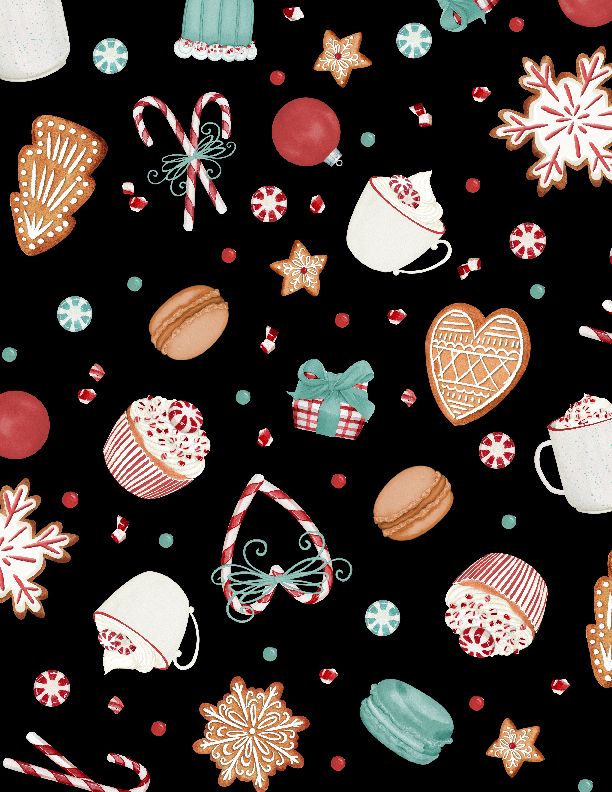 Wilmington Prints - Peppermint Parlor - Sweets Toss, Black