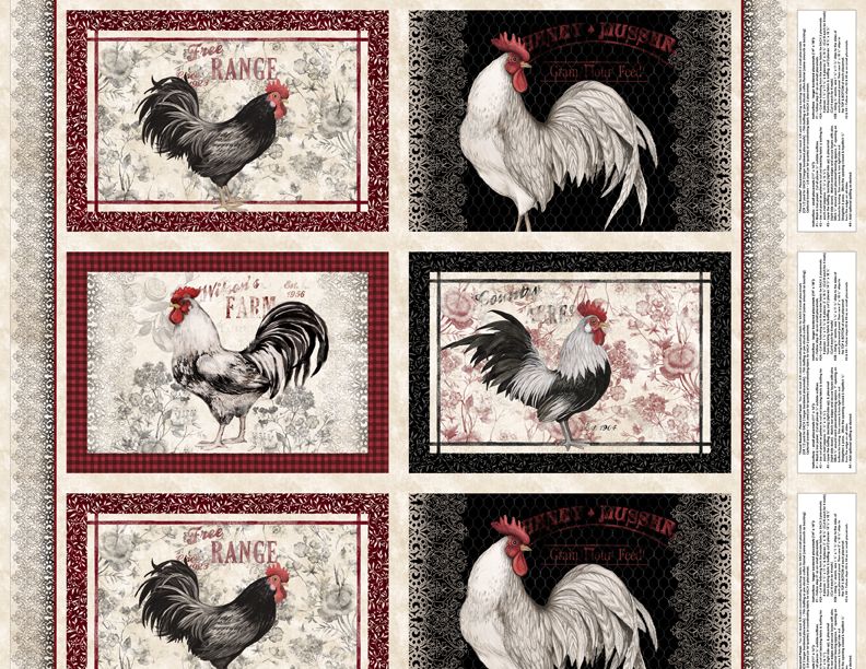 Wilmington Prints - Proud Rooster - 24' Placemat Panel, Multi