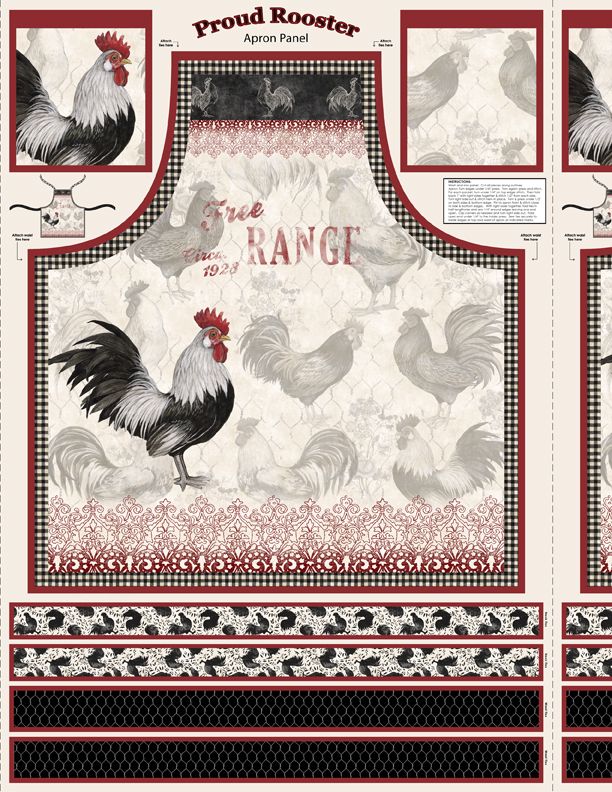 Wilmington Prints - Proud Rooster - 30' Apron Panel, Multi
