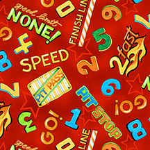Wilmington Prints - Race Day - Words And Numbers Toss, Red