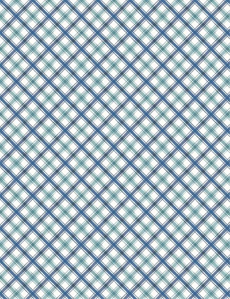 Wilmington Prints - Roots of Love - Blue Plaid, Ivory