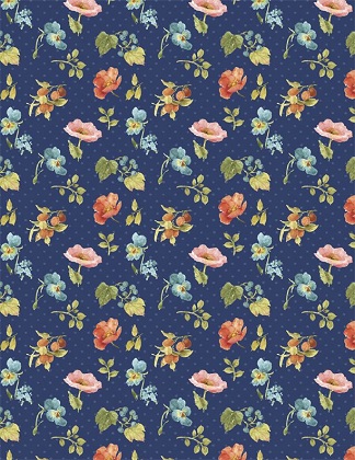 Wilmington Prints - Roots of Love - Small Floral, Blue
