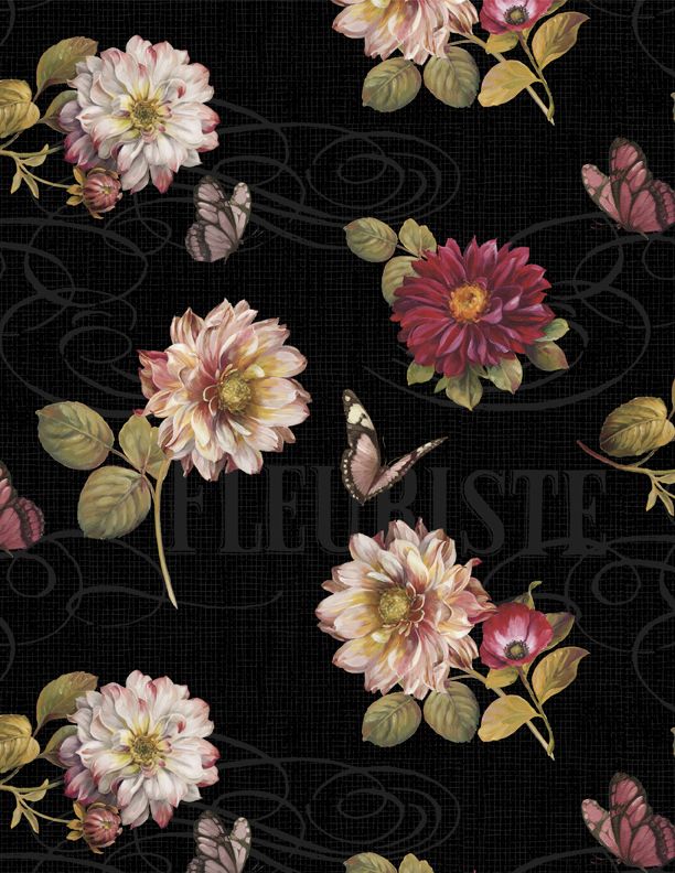 Wilmington Prints - Rosewood Lane - All Over Floral, Black