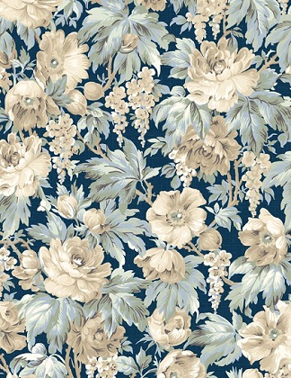 Wilmington Prints - Sapphire Blossoms - Packed Floral, Navy