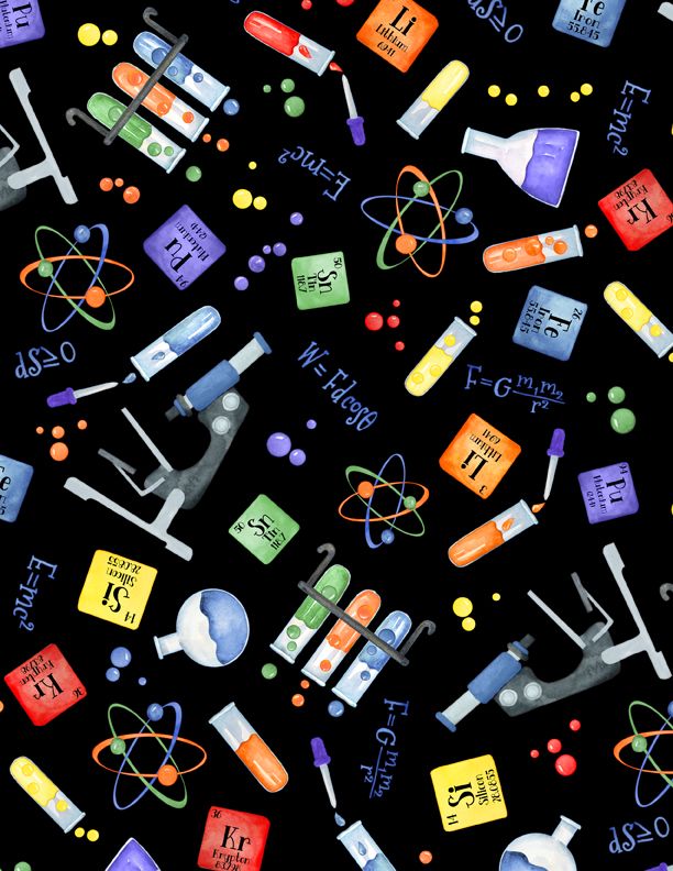 Wilmington Prints - School Is Cool - Science Toss, Black