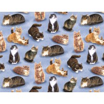 Wilmington Prints - Sew Curious - Cats, Blue