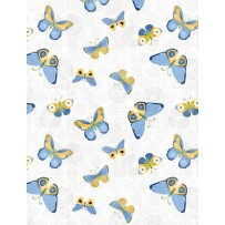 Wilmington Prints - Sing Your Song - Butterflies, Blue/White