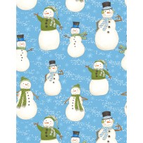 Wilmington Prints - Snow Buddies Flannel - Snowmen All Over, Blue