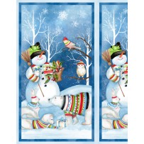 Wilmington Prints - Snow Friends - 24' Snowmen Panel, Blue