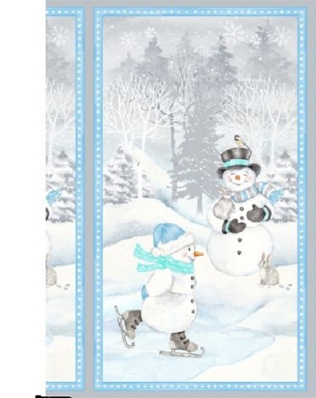 Wilmington Prints - Snow Valley - 24' Panel Snowman Scene, Multi