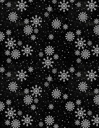 Wilmington Prints - Snowy Gnomies - Snowflakes, Black