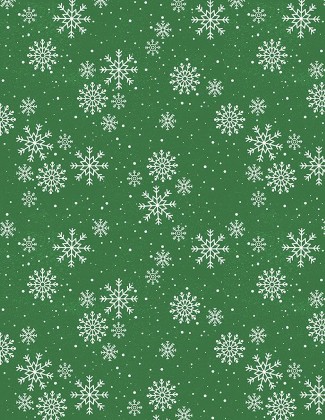 Wilmington Prints - Snowy Gnomies - Snowflakes, Green