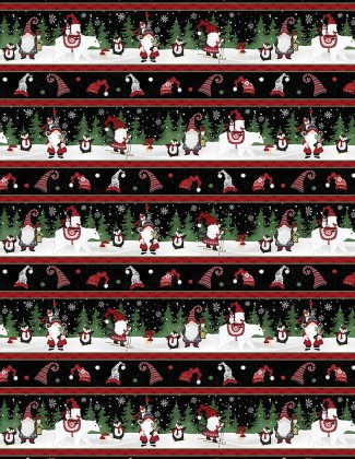 Wilmington Prints - Snowy Gnomies - Stripe, Multi