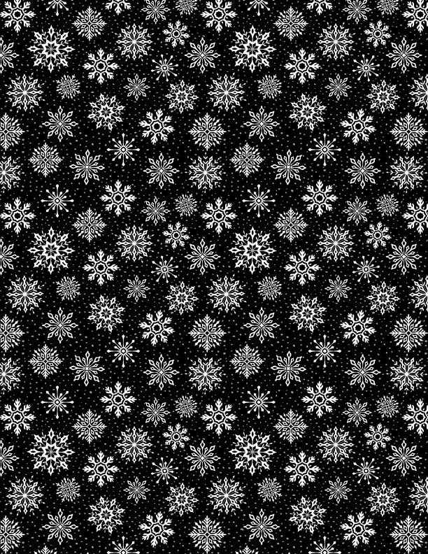 Wilmington Prints - Snowy Tidings - Snowflakes, Black