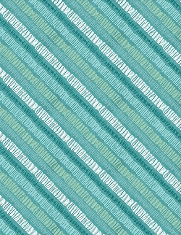 Wilmington Prints - Sunflower Sweets - Diagonal Stripe, Teal