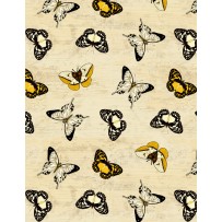 Wilmington Prints - Sunset Blooms - All Over Butterflies, Tan