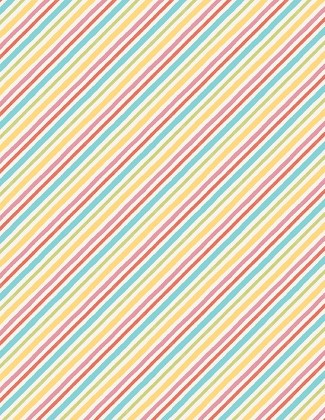 Wilmington Prints - Sweet Little Pleasures - Diagonal Stripes, Cream/Multi