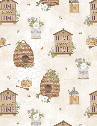 Wilmington Prints - The Art of Beekeeping - Beehives Allover, Cream