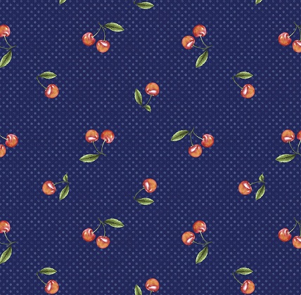 Wilmington Prints - The Berry Best - Cherries, Navy