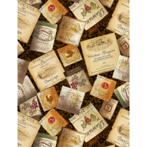 Wilmington Prints - Tuscan Delight - Large Wine Labels, Brown