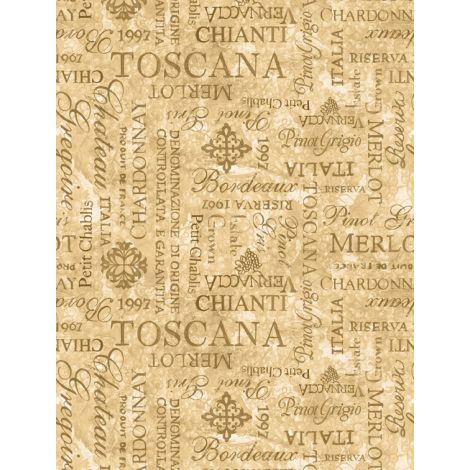 Wilmington Prints - Tuscan Delight - Words Allover, Cream