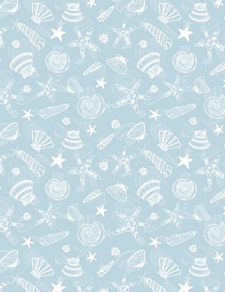 Wilmington Prints - Underwater Whimsy - Seashell Toss, Blue