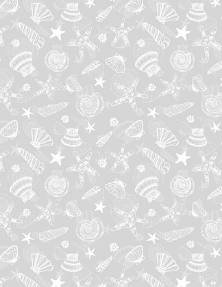 Wilmington Prints - Underwater Whimsy - Seashell Toss, Gray