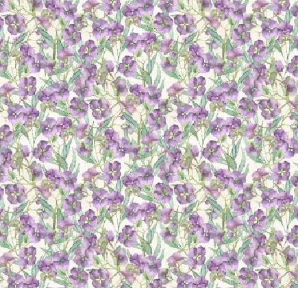 Wilmington Prints - Violette - Small Hydrangeas, Cream