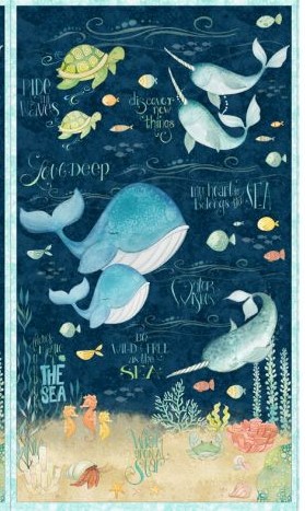 Wilmington Prints - Water Wishes - 24' Panel Underwater Scene, Multi