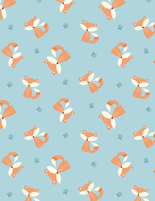 Wilmington Prints - Winsome Critters - Fox Toss, Blue